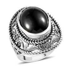 13.30ctw Black Spinel Statement Ring Sterling Silver Size 6 8.25grams 