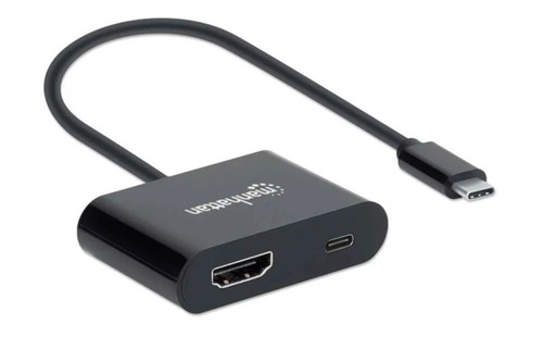 Manhattan 153416 USB-C A USB-C/HDMI M/F 19,5 CM - INC/PD 4K/60HZ 20V/3A NERO - Foto 2 di 5