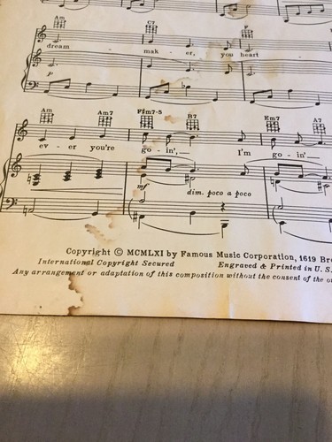 Vintage Moon River Piano Solo Sheet Music Breakfast at Tiffany's Audrey Hepburn - Picture 5 of 5