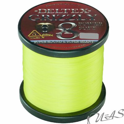 DELTEX GRIZZLY Gelb 0.14mm 18,10kg 300M 8 fach Geflochtene Hi Tech Schnur Sha