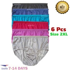 Lot of 6 Vintage Size 2XL Brief Panties Silky Stretch Nylon Underwear High Waist