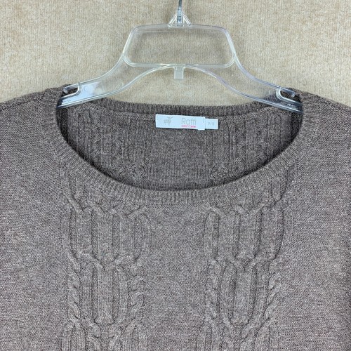 Raffi Cashmere Womens Sweater S Merino Wool Brown Cable Knit Pullover Relaxed - Picture 4 of 13
