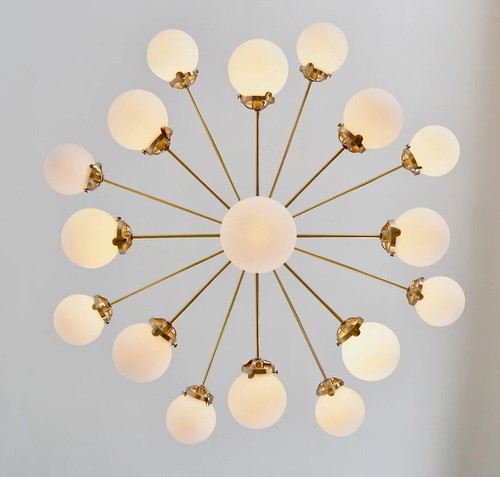 Mid Century Sputnik Chandelier Large Three Brass ALESSIO Modern Statement Brass. - 第 2/6 張圖片