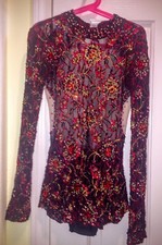 Elegant black/red and gold leotard. Custom made for competition. Price reduced