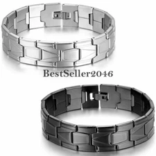 16mm Wide Stainless Steel Men's Chain Link Bracelet Cuff Bangle Wristband 8.3"