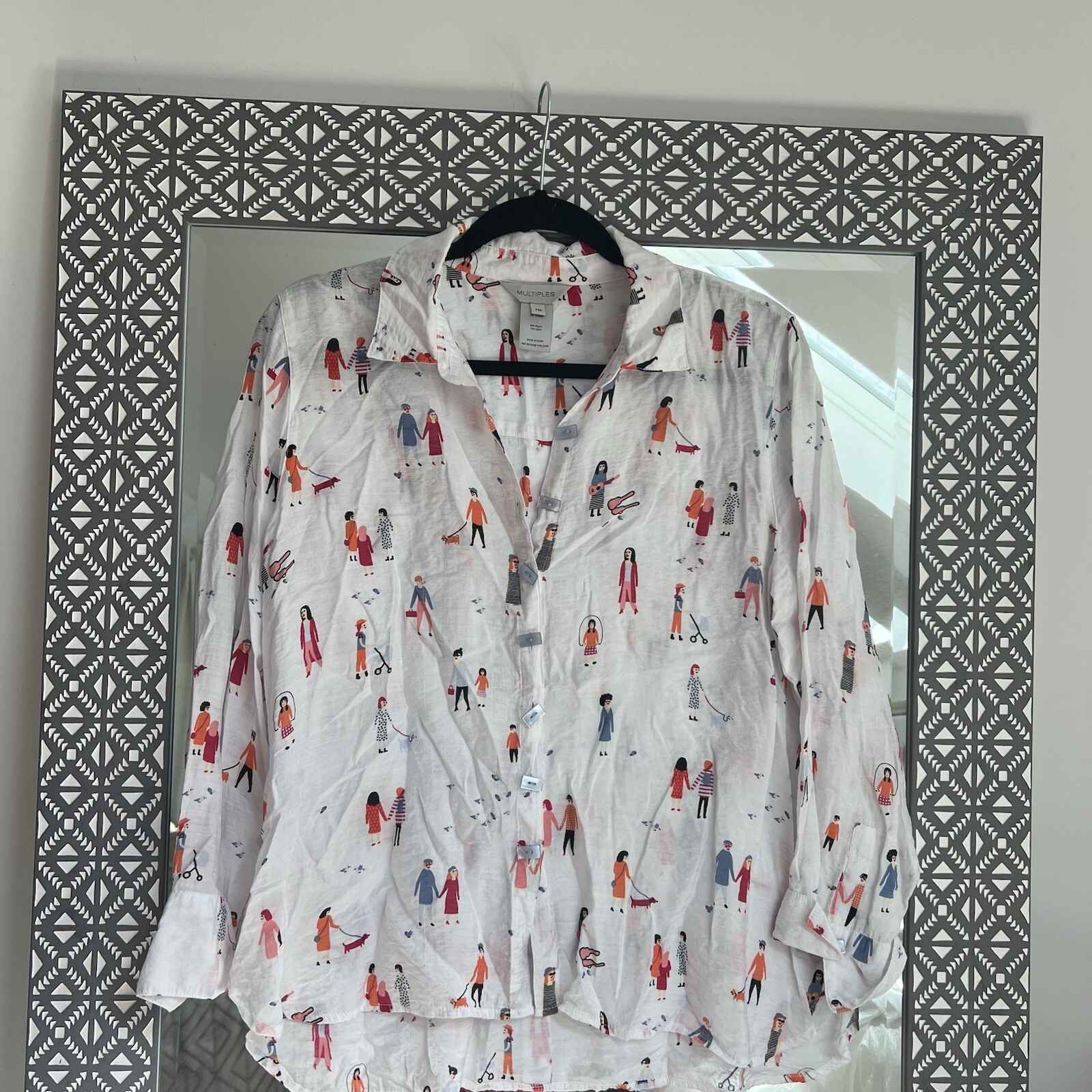 Multiples PM Unique Top With Rectangle Buttons Pe… - image 1