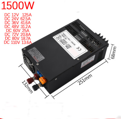 1500W switching power supply AC110V/220V to DC 12V 24V 36V 48V 60V 72V 110V