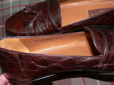 Mezlan Brown Genuine Crocodile Apron Toe Tassel Dress  display picture 1
