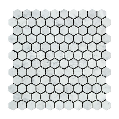 Carrara White Italian (Bianco Carrara) Marble 1 inch Hexagon Mosaic Tile