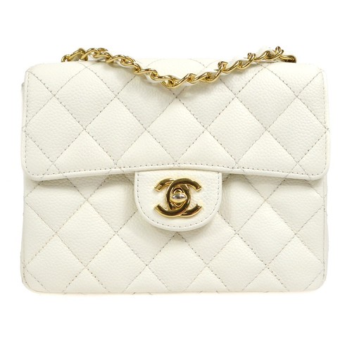 chanel mini square flap bag white