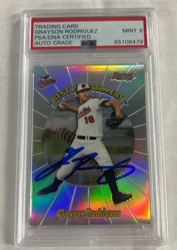 2018 Topps Bowmans Best Grayson Rodriguez Auto PSA DNA 9 Pitcher Rookie 98BP-GR