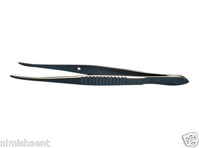 New SS Stainless Steel Straight Cilia Forceps Ophthalmic Eye Serrated Flat Hand 
