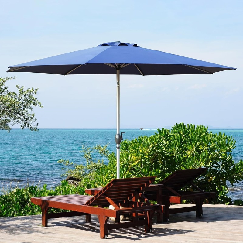 Domi 9FT Patio Umbrella w/Push Button Tilt and Crank for Deck Porch Backyard