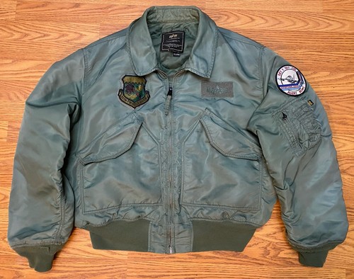 Vintage Alpha Industries Mens XXL CWU-45/P Flyer's Bomber Flight Jacket Green