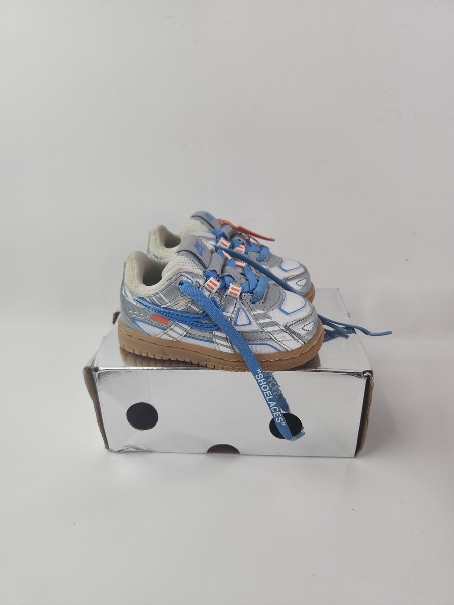 Nike Off White Rubber Dunk OW Shoes TD CW7444-100 UNC Blue