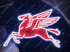 Mobil Gas Pegasus Motor Oil Gasoline 24" Vivid LED Neon Sign Light With Dimmer