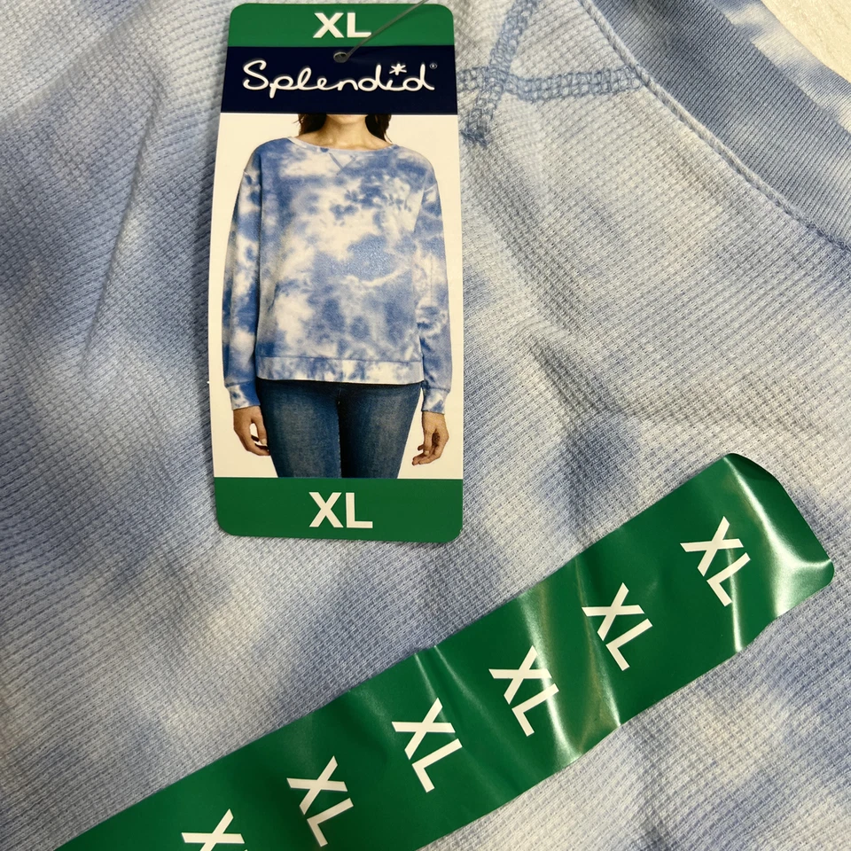 Nuevo con etiquetas Espléndido Top Pullover Para Mujer Cuello Redondo Mangas Largas Talla X-Lrg Azul Tie Dye Foto 4 de 4