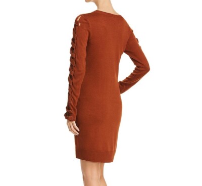 knee length dresses for ladies A'reve Lace Trim Sweater Dress Cream main image 1