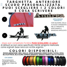 TARGHETTA ANTERIORE SCUDO PERSONALIZZABILE VESPA PIAGGIO CUSTOMIZED LABEL FRONT