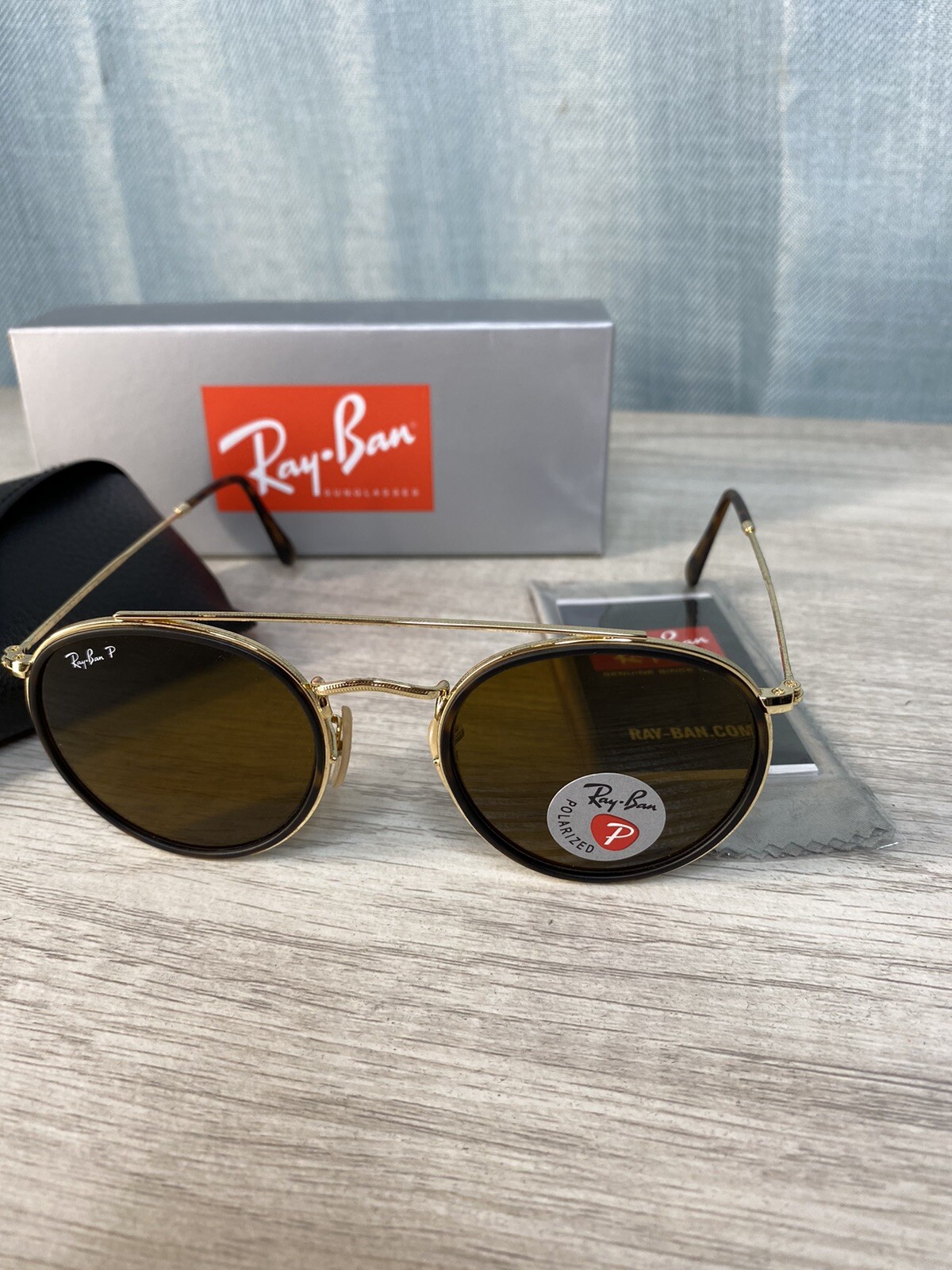 Ray Ban Round Double Bridge Gold Frame With Polarized Brown Lens Men S Sunglasses Rb3647n 001 57 51 For Sale Online Ebay Ray Ban Round Double Bridge Gold Frame With Polarized Brown Lens Men S Sunglasses Rb3647n 001 57 51 For Sale Online Ebay