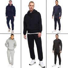 Mens Kruze Tracksuit Set Fleece Hoodie Top Bottoms Joggers Gym Casual Tracksuits
