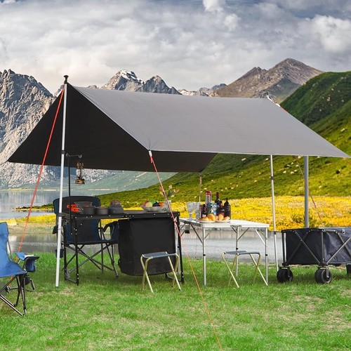 2x 230cm Tent Poles Telescopic Adjustable Awning Canopy Tarp Pole Support Rod UK - Picture 12 of 14