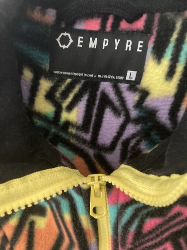 Zumiez Retro Fleece Jacket Neon Graffiti Print Empyre Aspen Tech Mens Large Zip - Picture 4 of 4