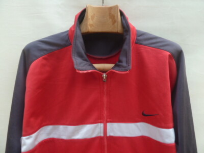 Nike Vintage 90s Track Top Full Zip Jacket Men's Small Red Grey