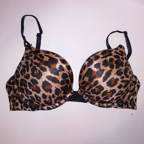 Victoria Secret Bra 34B Miraculous Plunge Bombshell Leopard Black Tan Animal Pri - Picture 2 of 7