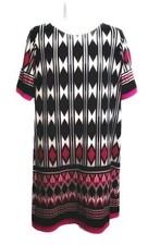 Eliza J Slinky Dress Women's 16 Black Pink Geometric Exposed Zip Lined Shift