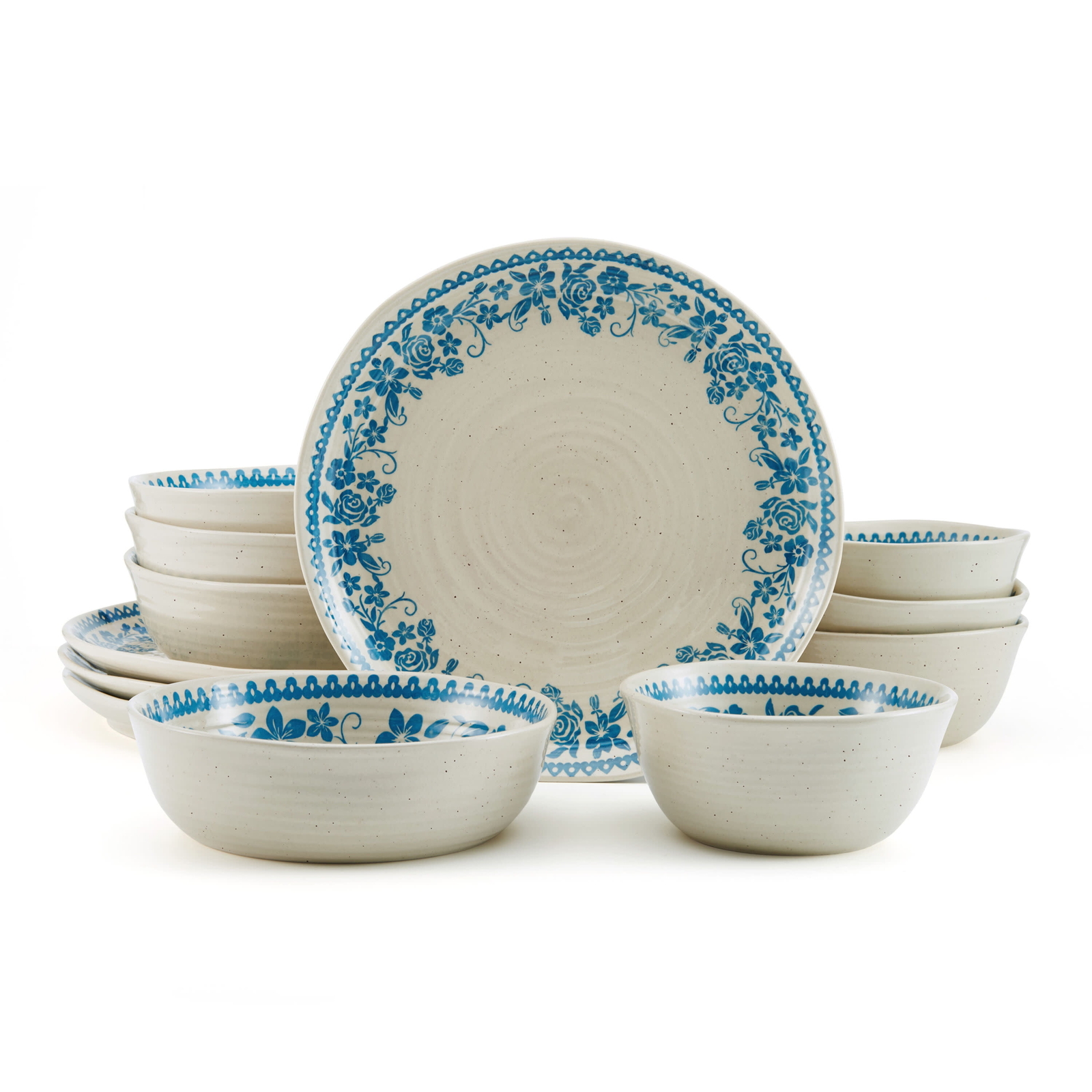 Pfaltzgraff Hayden Blue 12 Piece Dinnerware Set Made of high-quality stoneware