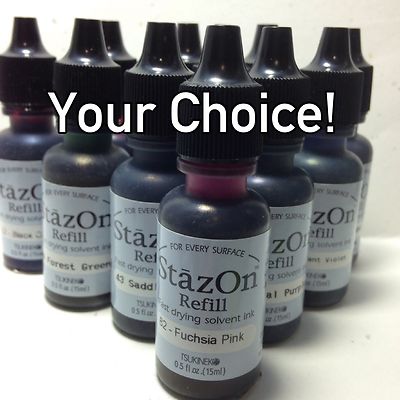 Tsukineko Stazon Ink Refills ( 0.5oz/14.78ml) - Choose Color - NEW
