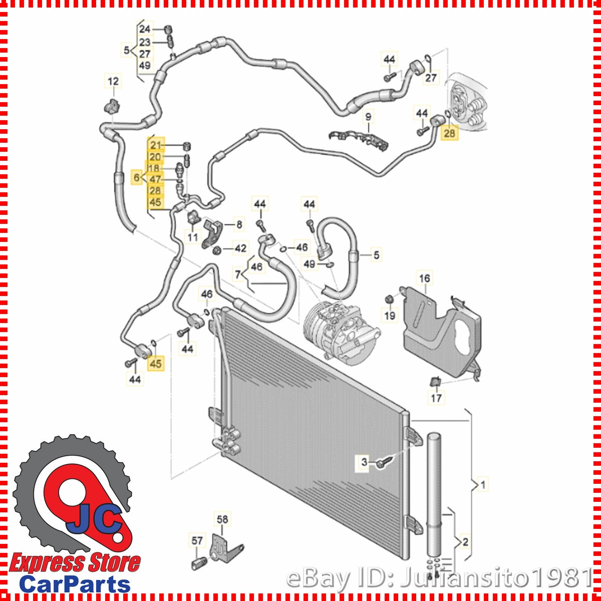 5C0820741C VOLKSWAGEN GENUINE OEM JETTA AC REFRIGERANT LIQUID HOSE