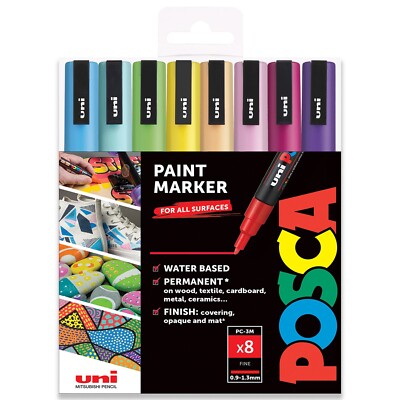 Posca PC-3M Farbmarker Kunststifte - 0,9-1,3 mm - Federtöne - 8 Stifte - Geschenkbox