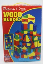 Melissa Doug Multi-Colored Wooden Blocks 100pc Ages 3 complete in box