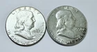 LOT OF 2 FRANKLIN HALF DOLLARS - 90% SILVER - FREE SHIP #8240