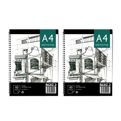 A4 Skizzenblock Zeichenpapier spiralgebunden 60 Seiten 140GSM Grade Kunstblock