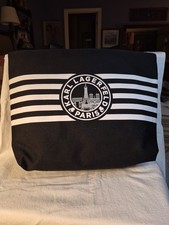 NWT Karl Lagerfeld Paris Tote Bag   Black w/Stripes Paris   New with tags