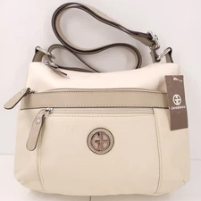 Giani Bernini Colorblock Hobo Papyrus Hummus Shoulder Handbag Small Silver Zip