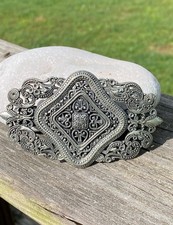 Vintage true 80 s Ornate Filigree Silver-Tone barrette large hair clip