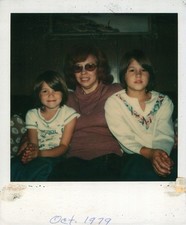 Old Vintage Photo COLOR POLAROID TRIO WOMAN BOYS MOTHER MOM SNAPSHOT PICTURE