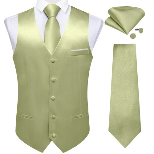 Men's Tuxedo Vest & Bowtie/Necktie Set, Classic Formal Waistcoat Paisley Floral - Picture 178 of 224