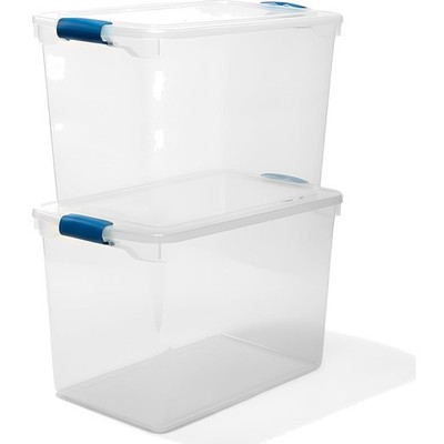 Stylish 2-Pack Clear Plastic Storage Bins - 112 Quart Capacity for Home & Garage