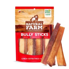 Jumbo Bully Sticks 6 Inch, 4 Pack , Odor Free, Extra-Thick Dog Chews - Fully...