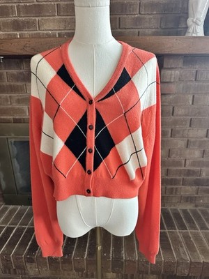 Christopher Kane 100% Cashmere Scotland Argyle Cardigan M EUC   Luxury Academia