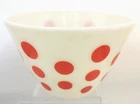Vintage Fire-King White Milk Glass Red Polka Dots Mixing Bowl 9 1/8" Opening