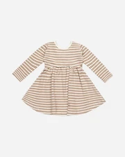 Quincy Mae Ribbed Long Sleeve Dress Golden Stripe Baby Girl 3-6 Months