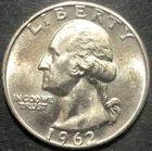 1962 SILVER WASHINGTON QUARTER COIN