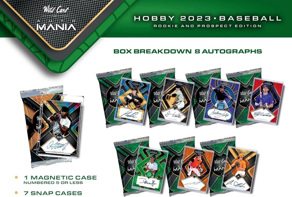 2023 WILD CARD AUTO MANIA BASEBALL FACTORY SEALED BOX 8 AUTOS ROOKIE & PROSPECTS - Image 3 of 4