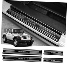 4 Pcs Stainless Steel Door Sill For Wrangler 07-17 Stainless Steel/Black 